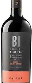 VINO BI VARIETAL MALBEC CABERNET SAUVIGNON RESERVA CAMPOS 750ML